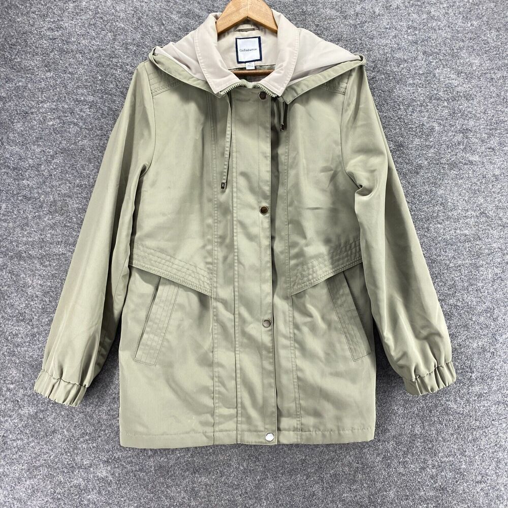 Croft & Barrow Jacket Women M Medium Gray Hooded Long Sleeve Full Zip Casual
